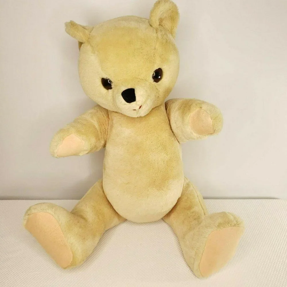 Vintage 60s Blonde Mohair Teddy Bear Large 26